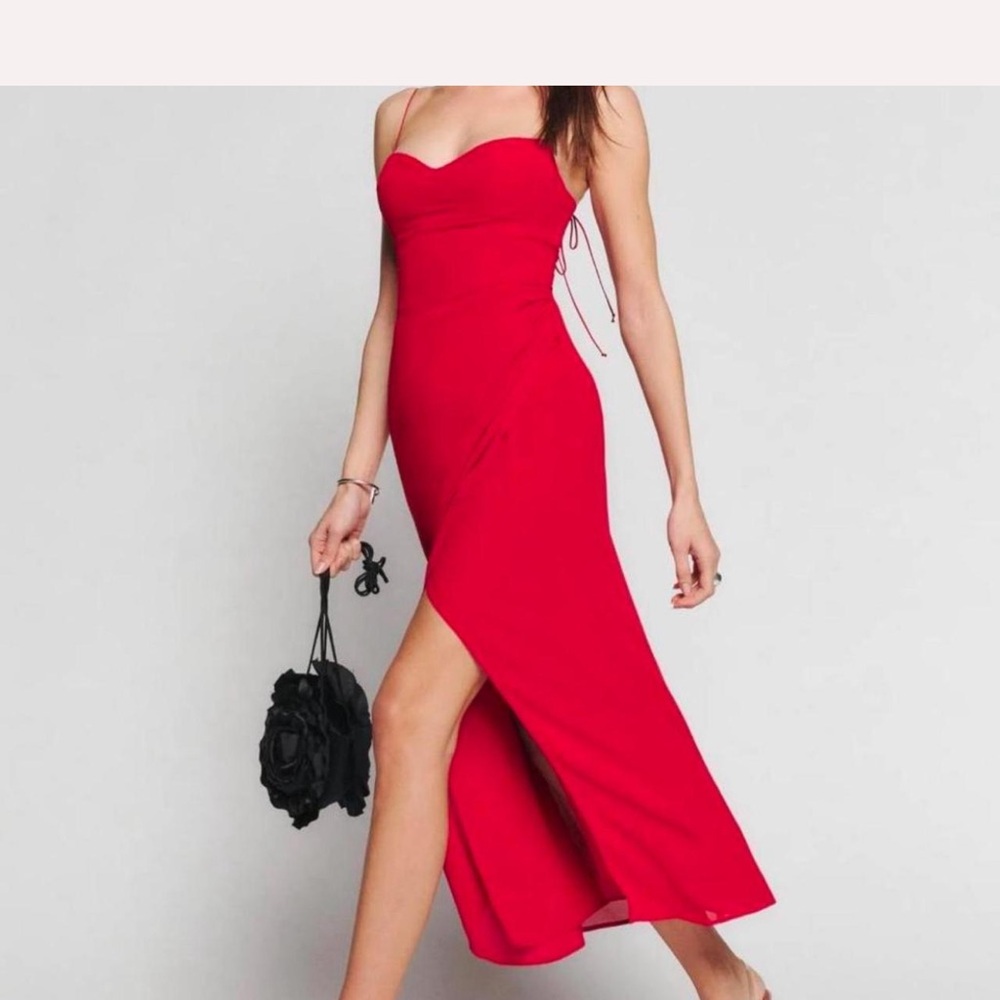 Reformation Strapless Scarlet Dress